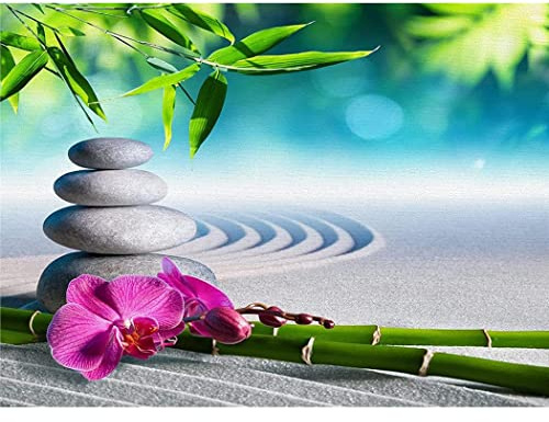 YSCOLOR 5D Diamond Painting Full Drill by Number Kits Zen Japanese Yoga Sand Garden Pebble Orchid Flowers Nature Wilderness DIY Craft Embroidery Decorations 30x40cm/11.8x15.8inch