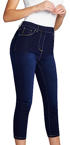CityComfort Crop Jeggings Damen High Waist - Bequeme und stylische Jeggins - Damen Jeggings geeignet für Casual oder Semi-Casual Wear (Dunkelblau, 42)