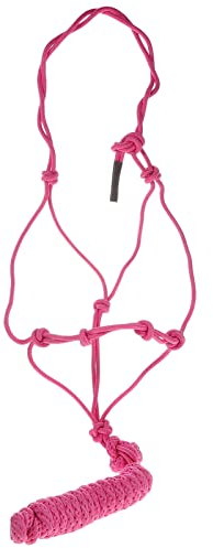 Gatuida Lieferungen Pferdehalfter Geknotetes Knotenhalfter Gedrehte Krone Trainingshalfter Steife Polyester-Halfterkordel Für Pferde Rot Pferd