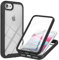 Knoowcase for iPhone SE 2022 Case iPhone SE 2020 iPhone 8 Phone Case iPhone 7 Built-in Screen Protector Shockproof Full Body Protection Rubber Bumper Stylish Clear Rugged Back Shell Case, Black