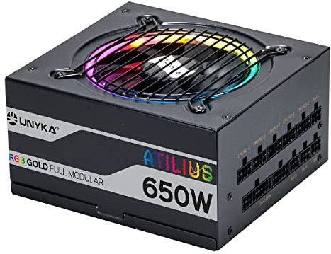 UNYKACH ATX ATILUS RGB BLACK 650W UNIDAD DE FUENTE DE ALIMENTACIóN 20+4 PIN ATX NEGRO