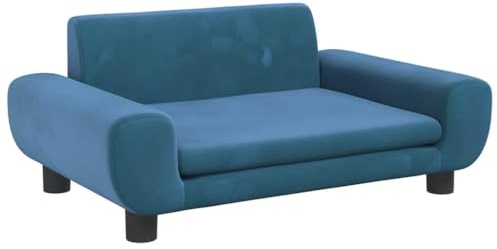 vidaXL Kindersofa, Couch für Kinder, Kindercouch mit runden Kanten, Kindersessel Minisofa Polstersofa Kindermöbel Sofa Kinderzimmer, Blau Samt