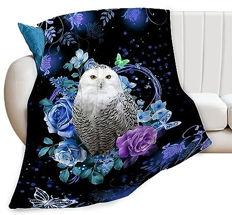 Eulen-Decke, Eulen-Geschenke für Frauen, weiche, gemütliche Eulen-gefüllte Überwurfdecke, Eule, Tier-Fleece, Plüsch-Bettwäsche für Mädchen, Kinder, Erwachsene, Bett, 101,6 x 127,7 cm