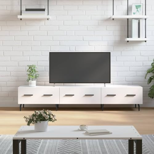LAPOOH TV-Schrank Hochglanz-Weiß 150x36x30 cm Holzwerkstoff, TV Lowboard, Fernsehschrank, Fernsehtisch, Fernseher Schrank, TV Sideboard, TV Board, TV Cabinet, TV Bank, TV Kommode - 829166