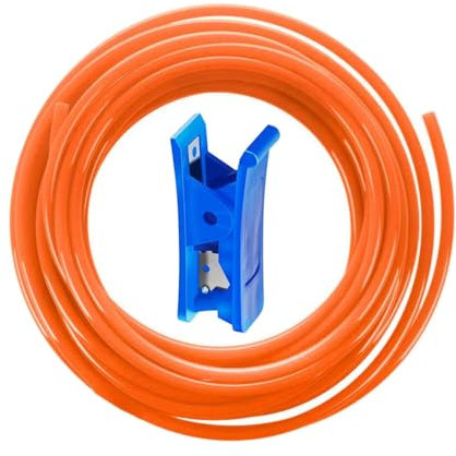 HUAZIZ 12 Meter PolyuréthaneTuyau orange Pneumatique, PU Tuyau Air, 10mm OD x 6,5mm ID, Polyuréthane PU Air Tuyau Kit, 1 Pcs Coupe-Tuyau