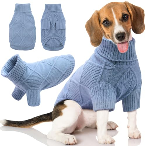 EMUST Großer Hundepullover, kuschelige Hundepullover für große Hunde mit Ärmeln, Dehnbare Hundekleidung für Weihnachten & Urlaub, Blau XXL