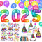 HOWAF Silvester Deko 2025, Silvester Luftballons Silvester Ballons 2025 Ballon, Silvester Brille Happy New Year Partyhüte Silvester Hüte Partytröten Silvester Foto Requisiten für Neujahr Accessories
