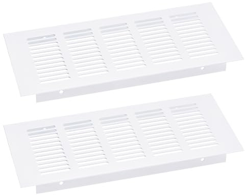 uxcell Air Vents Cover, 2Pcs 225 x 80mm - Aluminum Alloy Mesh Air Return Vent Cover, Rectangle Louvered Ventilation Grille for Shoe Cabinet Wardrobe (White)