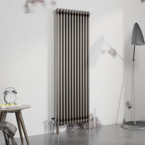 Warmehaus 1800x560mm Raw Metal Vertical Traditional 2 Column Radiator | Cast Iron Style Victorian Radiator, Radiators Wall Mounted Central Heating, Designer Double Column Radiator, Bathroom Kitchen