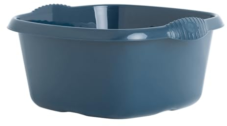 TENLITE High Grade Plastic Square Washing Up Bowl | Stylish Strong Durable Bowl with High Gloss Chic Finish | Kitchen Sink Bowl Space Saving for Home Kitchen - (Navy, 32cm Square Bowl)