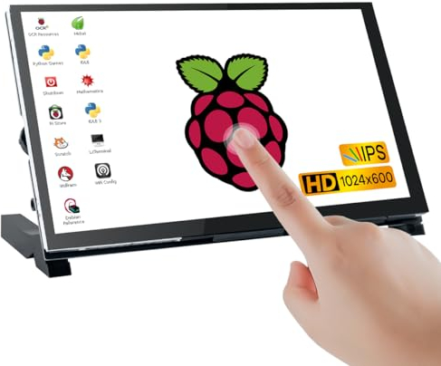 LAFVIN 7 pollici HDMI LCD 1024 x 600 Resolution Capacitive Touch Screen IPS Display Module Compatible with Raspberry Pi 4 3 2 1 B B + A+, PC, supports Windows 10/8.1/8/7