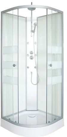 ONDEE - Cabina doccia idromassaggio AMELIA - Porta scorrevole - Bianco - Quadrante 90cm
