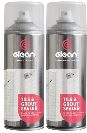 GLEAN Tile & Grout Sealer Spray | 2 x 400ml | Clear Waterproof Sealant for Coloured & White Grout | Kitchen & Bathroom Use | Protects From Mould, Stains, Grease & Dirt | Quick-Dry Lasting Protection