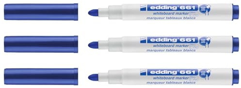 Edding Whiteboard-Marker 661, mittlere Spitze, 1-2 mm, Blau, 3 Stück