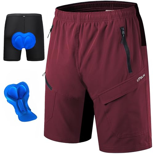 KPSUN Men's Mountain Bike Shorts 3D Padded Baggy Bicycle Riding Cycling Shorts Quick Dry Lightweight Biking Shorts
