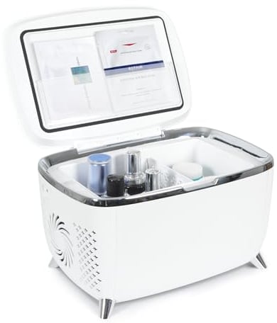 YU YUSING Mini Kühlschrank 6 Liter Kosmetik Kühlbox, Tragbarer Makeup Kühlschrank Warmhaltebox 220V AC/ 12V DC, 6L Klein Skincare Fridge für Autos Büro Schlafzimmer Schlafsäle, Geschenk für Damen