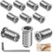 BOUMVID Insert Fileté Bois M8 x 20mm, 10 Pièces Douille Filetée Visser Écrous à Bois Acier au Carbone Zinc Intérieur Manchons a Visse Vis Tête, Inserts D'écrou Ecrou Hexagonal pour Meubles en Bois