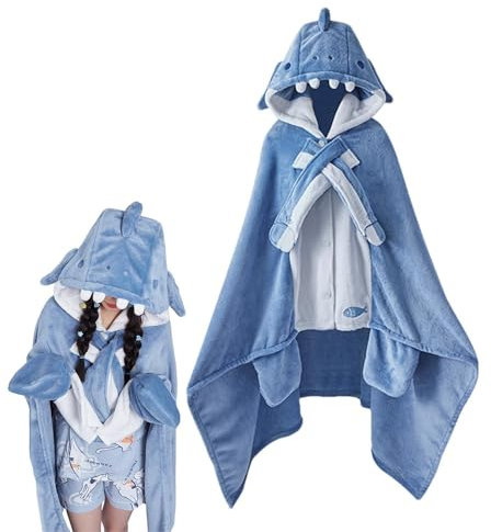 Adult Shark Blanket - Wearable Shark Blanket Adult | Soft Shark Shawl Cape Hooded Robe, Comfortable Shark Cape Poncho Style Hooded Robe, Air Conditioning Blanket Nap Blanket Pajamas