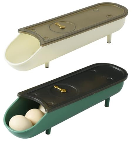 GNHG conteneur d'oeufs réfrigérateur,2 pièces Automatiquement Boîte a Oeufs,porte - oeufs réfrigérateur, bac de rangement d'oeufs, rangement d'oeufs réglable et peu encombrant