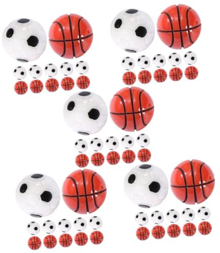 VICASKY 60stücke Miniatur Sportbälle Teiliges Dekorationsset Aus Harz Für Puppenhaus Und Tischgestaltung Realistische Basketball Und Fußball Modelle Für Kreative Innenräume Und