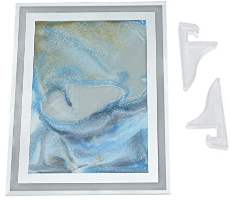 Sunicon Bewegliche Sandkunst, 3D-dynamische Sandkunst, flüssige Bewegungskunst, Kunsthandwerk, fließende Sandkunst, Bildornament, Glasrahmen für Heimbüro-Tischdekoration (Azul)