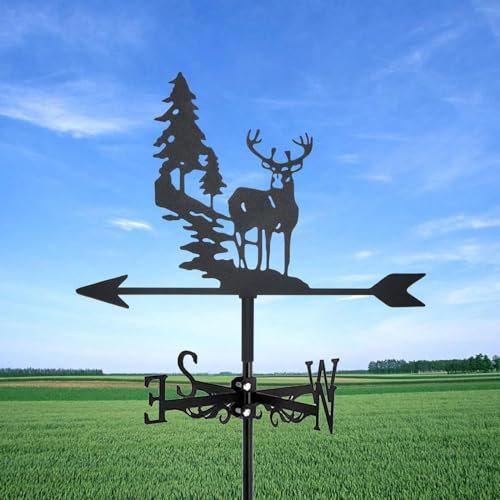 Wetterfahne Elch, Silhouette, Kunst, Wetterfahne, schwarzes Metall, Outdoor-Dekorationen, Garten für Dachhofbau