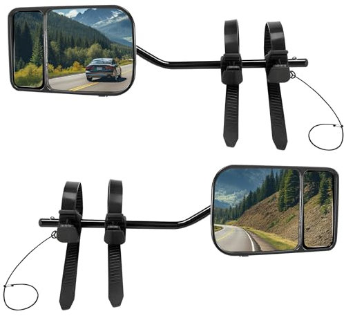 Konvexe Caravan Abschleppspiegel, universell verstellbare Wohnmobil-Außenspiegelverlängerungen mit Clips und Gummibändern für Autos, Anhänger, Lieferwagen, SUV, Lastwagen, Touring