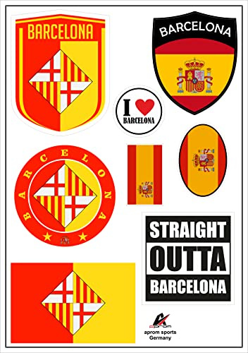 Daged Barcelona Spanien Aufkleber Karte 8 Stück - PKW Auto Motorrad Biker Flagge Fahne Vinyl ST