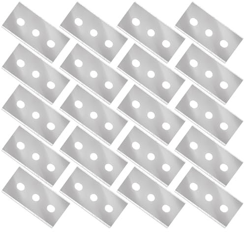 20 Pièces lames de rechange argenté,grattoirs double face,grattoir à trois trous,gratte vitre, pour le nettoyage Sols,vitre,miroirs