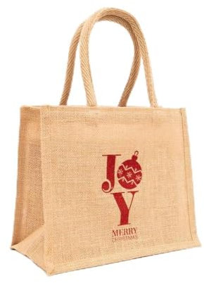 Porte-bouteilles en jute pour 6 bouteilles - Respectueux de l'environnement, polyvalent et élégant, naturel, Christmas Joy - Bière