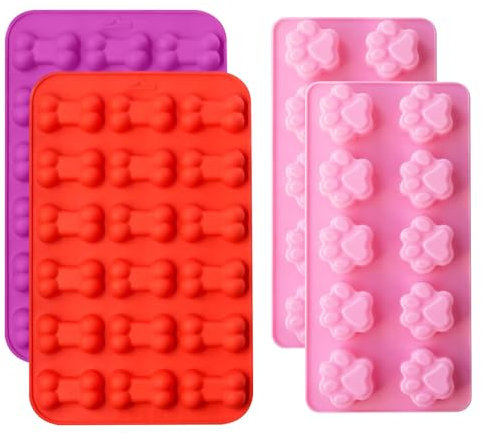Backmatte Hundekekse, 4 Pieces Hundekekse Backform, Silikon Backmatte, BPA-Frei Backmatten für Hundeleckerlies, für DIY Hundeleckerlies, Schokolade, Kekse, Eiswürfel,Dog Biscuits