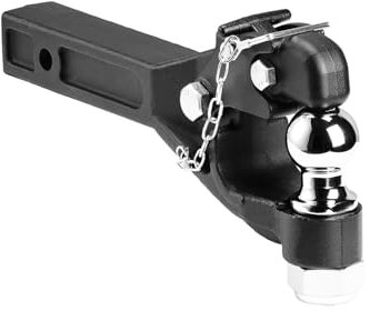 VEVOR Gancio a Perno, 7256 kg, Gancio a Perno 5,08 mm Ricevitore, Sfera di Traino Combinata, Anello di Lunetta adatto 6,35-7,62 cm, Salita e Discesa da 15,24 cm, Verniciatura a Polvere, Nera