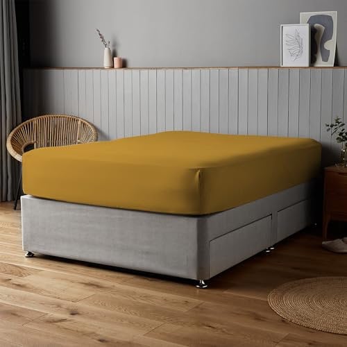 Silentnight Supersoft Natural Fitted Sheet - Cosy & Comfortable Delicate Touch - Luxurious Easy Care Microfibre with Elasticated Corners - Stylish & Modern Mattress Fitted Sheet, King, Ochre Yellow