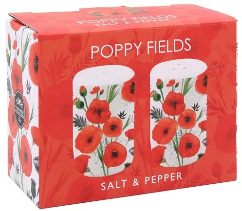The Leonardo Collection Finola Stack Poppy Salt and Pepper Shakers for Home & Restaurants | British Designed Salt and Pepper Sets for Kitchen | Durable Pepper and Salt Shaker for Dining Table
