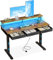 OffiGo Electric Standing Desk, 120 x 54cm Height Adjustable Desk with 3 Drawers, RGB LED Strip & Charging Station for Home Office Computer Workstation, Computer Table with Monitor Stand, Rustic Brown