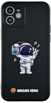 Yonds Queen for iPhone 12 mini Cute Case, Cool Cartoon Astronaut Space Planet Rocket Design Stylish Bumper Cover Soft TPU Protective Anti-Slip Shockproof Fashion Case(iPhone 12 mini, Audio)