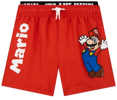 SUPER MARIO Badeshorts Jungen, Mario Schwimmanzug Badeset Kinder, Badehose Jungen, Badeshorts Kinder Für Den Sommer, Rot 116