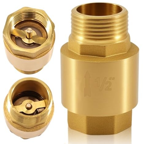 Messing Rückschlagventil, 1/2 IG zu AG Messing Rückflussverhinderer, 1/2 Zoll IG x AG Abwasser Rückschlagventil, Inline Rückschlagventil, für Pumpen, Waschmaschinen, Wasserleitung (1 Stück)