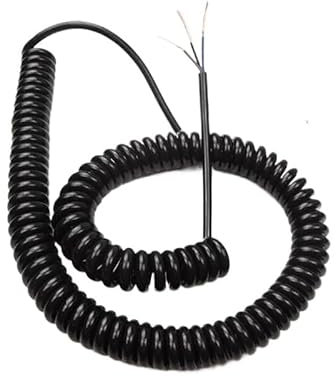 Cable Espiral de Resorte. Cable retráctil en Espiral de 3 núcleos, Calibre 22 AWG, Color Negro, de 1 a 15 Metros(Stretch 12 Meter)
