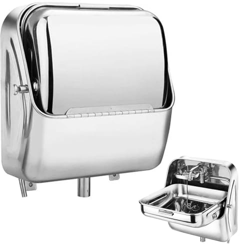 Klappspüle aus Edelstahl mit Wasserhahn, platzsparendes Einzelbecken-Design für Wohnmobil, Küche, Bar, Wohnwagen, Van, Wohnmobil und Boot