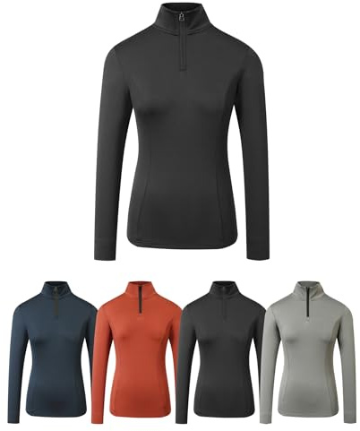 Covalliero - Damen Funktionsshirt Active – Sport Longsleeve – Sportshirt für Reiten, Training & Freizeit – atmungsaktiv, leicht & sportlicher Stehkragen – Reitshirt in Schwarz – Gr. XS