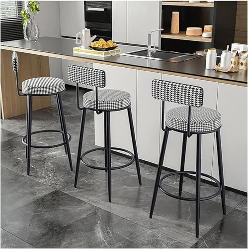 DZYHFCO Barhocker mit Thekenhöhe, 3er-Set, Samt, Frühstück, Esszimmer, Küchenhocker mit fester, Metall-Fußstütze und Sockel für Gitter (Gitter, 60 cm)