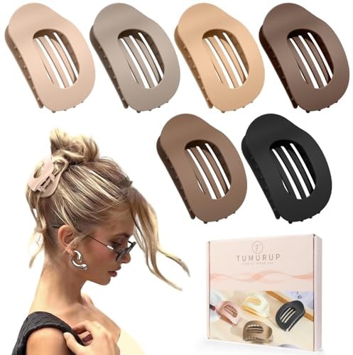 Tumurup Pinzas Pelo Mujer 6 Unidades | Pinza Pelo Grande Antideslizante & Elegante | Hair Clip Plano para Uso Diario y Deporte