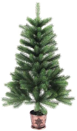 Albero di Natale artificiale, aghi in polietilene realistici, altezza 90 cm, diametro 51 cm, albero di Natale verde per interni ed esterni, robusto supporto in acciaio