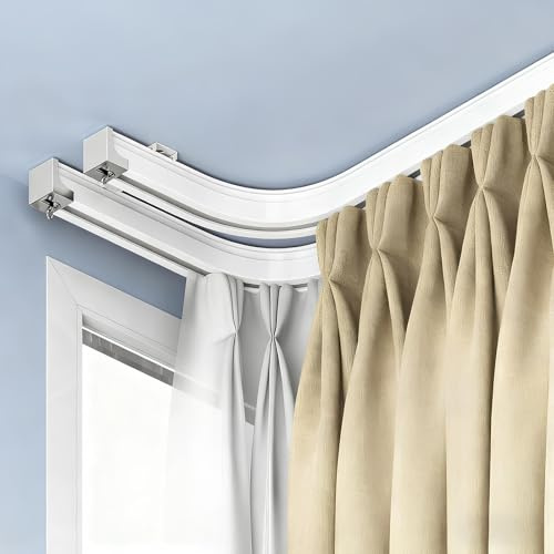 IRUGS Flexibles & Biegsame Vorhangschienen – 1-/2-läufige, Für Wand- Oder Deckenmontage, Flexibles Und Langlebiges Müheloses Gleiten Gardinenschiene(White-C,470cm/15.4ft)