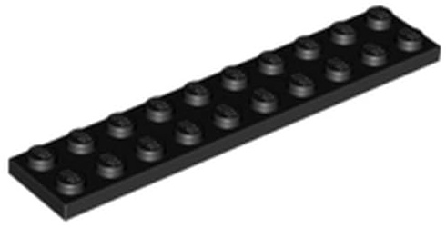 LEGO Plate 2 x 10, Part 3832 (Black, 10, count)