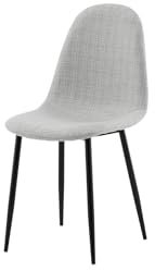 FURNLUX Polar Esszimmerstuhl, Polsterstuhl, Textil Polyester, Hellgrau, 44x53x88 cm, Sitzhöhe 48 cm, Sitztiefe 40 cm, Stahlrahmen, Pflegeleicht