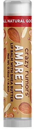 Crazy Rumors Amaretto Lip Balm. 100% Natural, Vegan, Plant-Based, Made in USA (1-Pack)