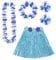 WIDMANN MILANO PARTY FASHION - Set di costumi hawaiani, gonna di rafia, collana di fiori, cerchietto e braccialetti di fiori, festa estiva, festa in spiaggia, carnevale