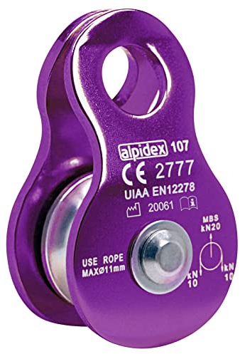 ALPIDEX Seilrolle Umlenkrolle 20 kN - Mobile Pulley Flaschenzug - für Seile bis 11 mm Durchmesser - EN12278, Farbe: Violet